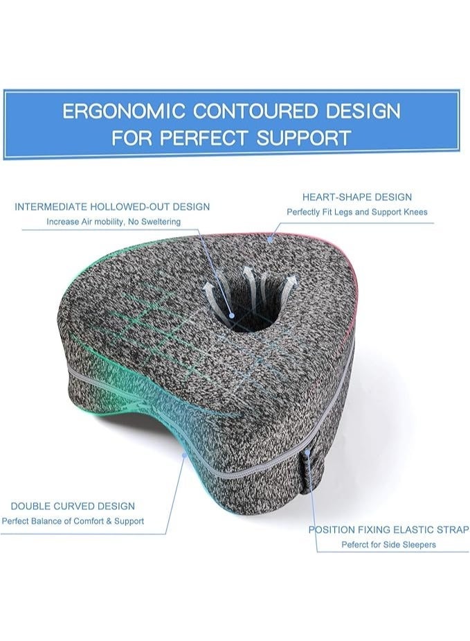 BIGTHREE Leg Pillows, Side Sleeping Pillows, Comfortable Support Legs, Knee Foam Leg Pillows, Orthopedic Wedge Contour Leg Pillows, Leg Support Cushions with Removable and Washable (Grey) - Image 3